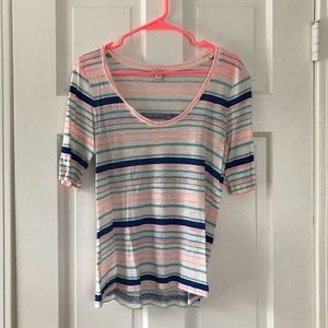 ✔J. Crew Striped V-neck Shirt